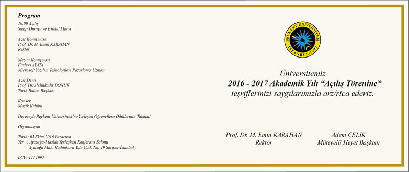 2016-2017 Akademik Yılı Açılış Töreni