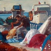 burcu-pehlivan-balikci-ve-balik-aglari-2020-kagit-uzerine-ygb-29x41-cm
