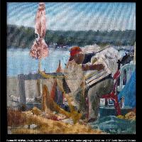 Burcu-PEHLİVAN-Balıkçı-ve-Balık-Ağları-Liman-2-2013-Tuval-üzerine-yağlıboya-35x35-cm